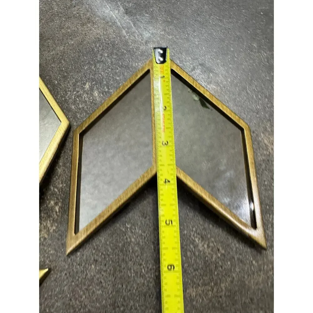 Urban Outfitters Set of 3 Wall Mirrors Brass Style Chevron Pattern Home Decor